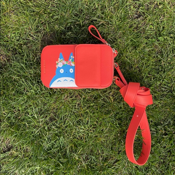 NEW Handpainted Totoro Crossbody Phone Bag, Coral - Picture 5 of 7